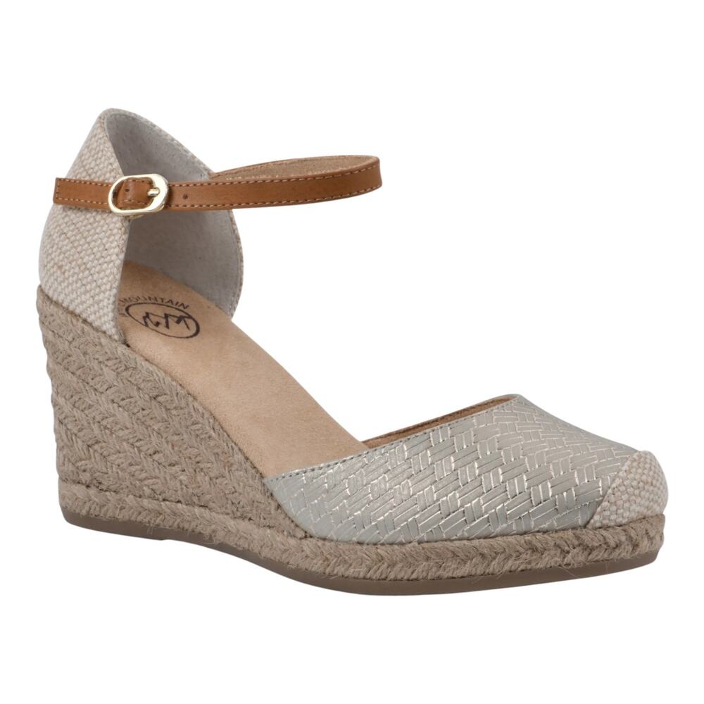 White Mountain Women's Mamba Espadrille High Wedge Heel Pumps Gold Size 8 1/2